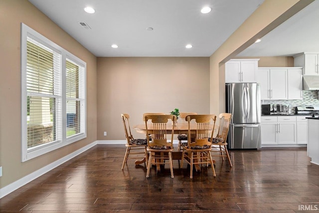 3102 Paradise Cir, Newburgh, IN 47630 - dining area with dark wood-type flooring, recessed lighting, and baseboards