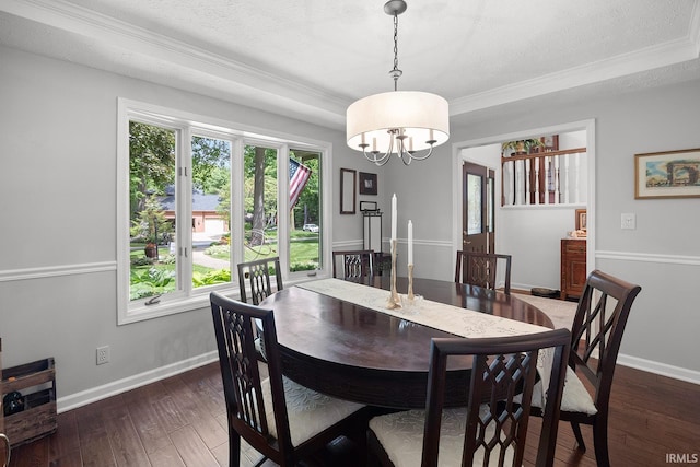 125 Durkees Run Dr, Lafayette, IN 47905 - dining area with wood finished floors, baseboards, a chandelier, a textured ceiling, and crown molding
