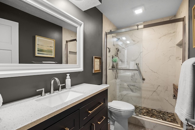 125 Durkees Run Dr, Lafayette, IN 47905 - bathroom featuring a marble finish shower, toilet, and vanity