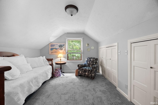 125 Durkees Run Dr, Lafayette, IN 47905 - bedroom featuring vaulted ceiling, carpet floors, baseboards, and a textured ceiling