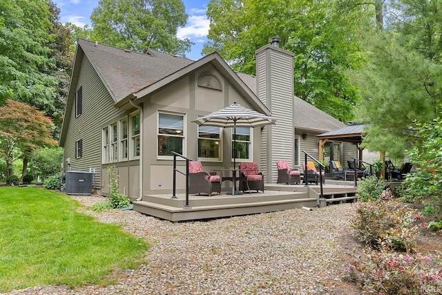 125 Durkees Run Dr, Lafayette, IN 47905 - rear view of property with a gazebo, cooling unit, a chimney, and roof with shingles
