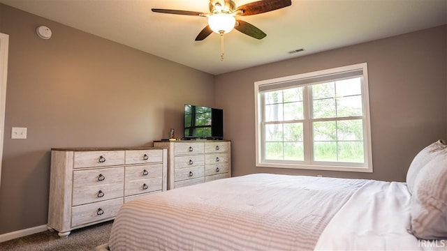 2014 Buell Dr, Angola, IN 46703 - bedroom featuring dark carpet, baseboards, and ceiling fan