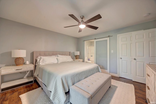 1881 E Eagle Bay Dr, Bloomington, IN 47401 - bedroom with wood finished floors, ceiling fan, and baseboards