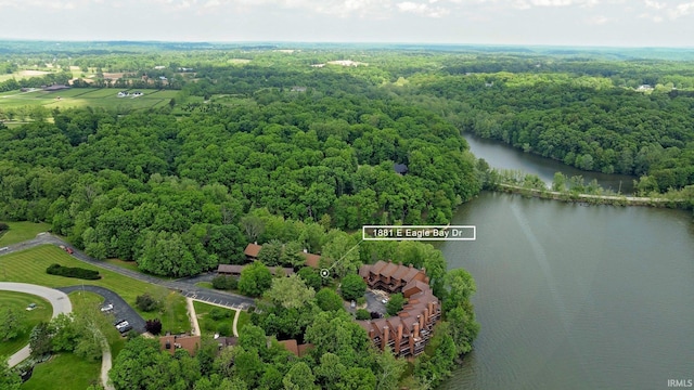 1881 E Eagle Bay Dr, Bloomington, IN 47401 - drone / aerial view of a large body of water and a forest