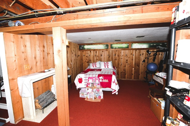 328 N Harding Ave, Mishawaka, IN 46544 - bedroom featuring wood walls and carpet