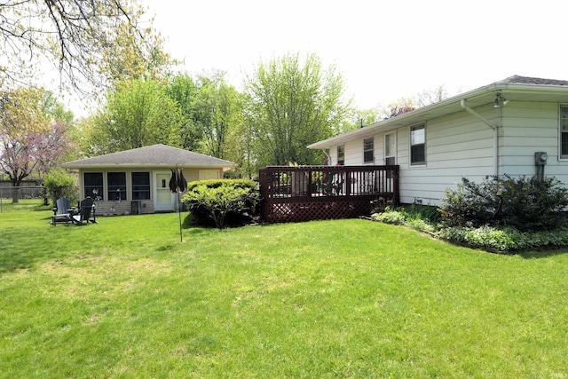 328 N Harding Ave, Mishawaka, IN 46544 - view of green lawn with a wooden deck