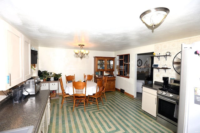 328 N Harding Ave, Mishawaka, IN 46544 - carpeted dining room featuring a chandelier and baseboards