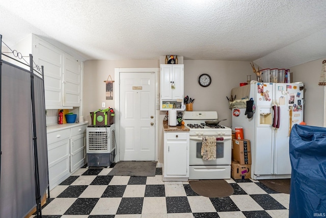 1437 Oakland St, Fort Wayne, IN 46808 - kitchen featuring white appliances, light floors, white cabinetry, a textured ceiling, and light countertops