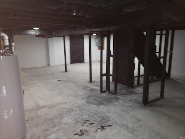 2607 S Airport Rd, Monticello, IN 47960 - unfinished below grade area with water heater and electric panel