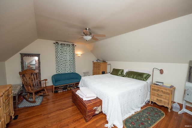 1422 Virginia St, Lafayette, IN 47905 - bedroom with wood finished floors, lofted ceiling, and a ceiling fan