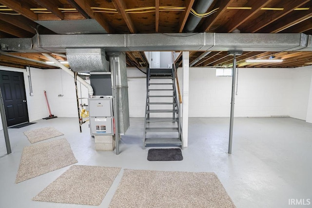 904 Hall Ave, Oolitic, IN 47446 - below grade area with stairway and heating unit