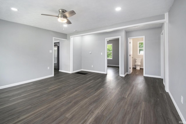 10974 County Road 10, Middlebury, IN 46540 - spare room featuring a ceiling fan, baseboards, dark wood finished floors, and recessed lighting