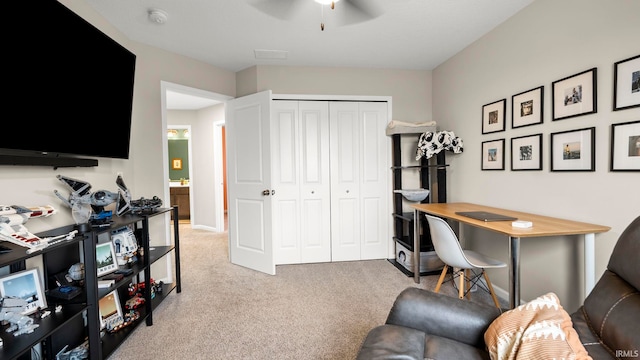 5263 Gadwall Pass, Fort Wayne, IN 46818 - office area featuring carpet floors and ceiling fan