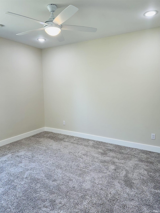 1412 E National Hwy, Washington, IN 47501 - carpeted empty room featuring a ceiling fan, baseboards, and recessed lighting