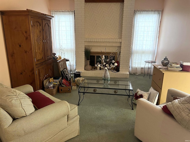 526 Wellington Ct, Lafayette, IN 47904 - living area with carpet floors and a fireplace