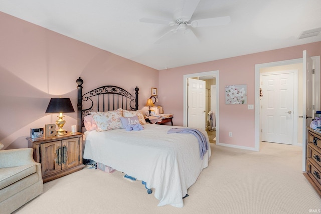 3441 Brantley Dr, New Haven, IN 46774 - bedroom featuring light carpet, baseboards, and ceiling fan