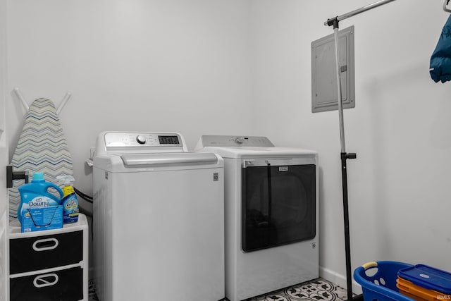 30474 Jaxon Dr, Elkhart, IN 46517 - laundry area with washing machine and dryer and electric panel