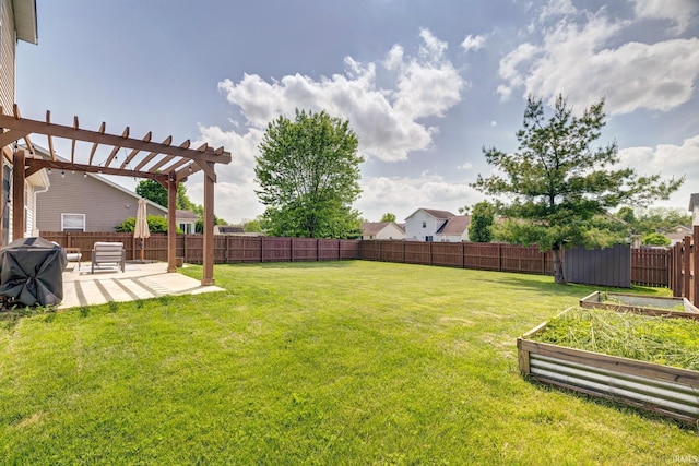 3063 N Natasha Dr, Bloomington, IN 47404 - view of yard featuring a patio area, a garden, and a pergola