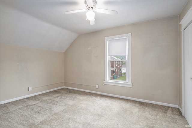 715 W 7th St, Mishawaka, IN 46544 - additional living space featuring carpet flooring, lofted ceiling, baseboards, and a ceiling fan