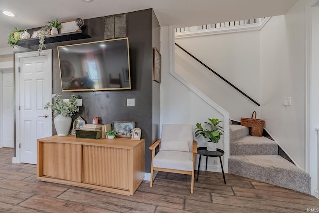 21 Noble St, Wabash, IN 46992 - living room with light wood-type flooring and stairway