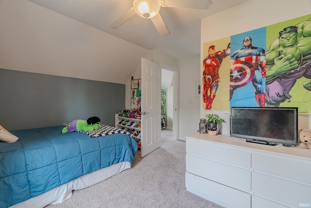 21 Noble St, Wabash, IN 46992 - carpeted bedroom with ceiling fan and lofted ceiling