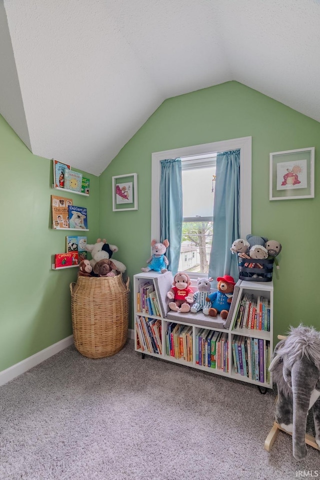 21 Noble St, Wabash, IN 46992 - game room with lofted ceiling, carpet, and baseboards