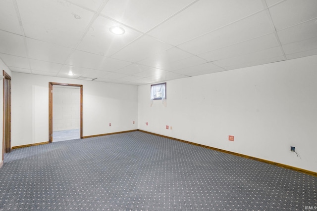 4051 S 700 E, Walkerton, IN 46574 - basement with carpet flooring, baseboards, a paneled ceiling, and recessed lighting