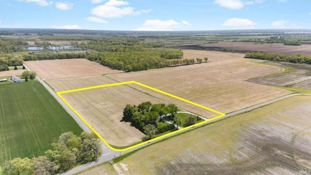 4051 S 700 E, Walkerton, IN 46574 - overview of rural landscape with property parcel outlined, abundant farmland, and a nearby body of water