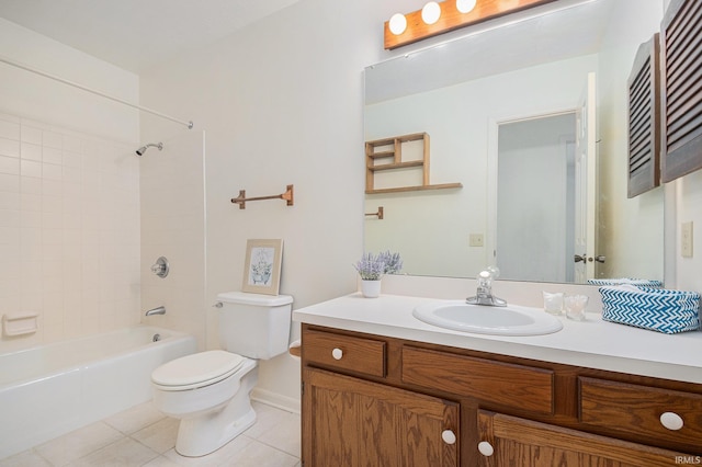 5843 Durham Ct, South Bend, IN 46614 - bathroom with tile patterned flooring, toilet, vanity, and shower / bath combination