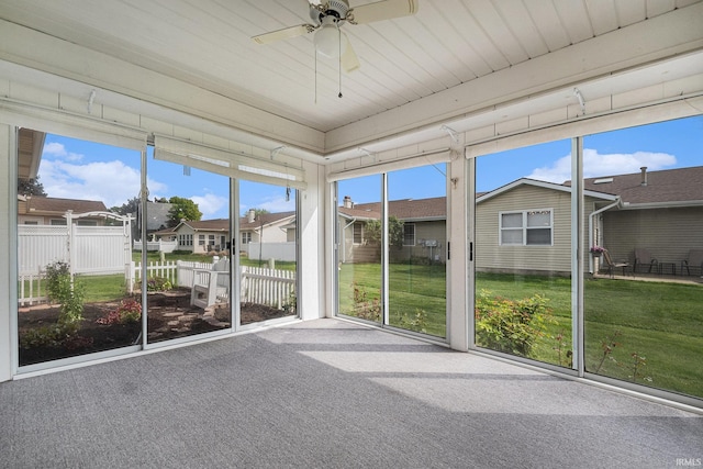 5843 Durham Ct, South Bend, IN 46614 - unfurnished sunroom with ceiling fan and a residential view