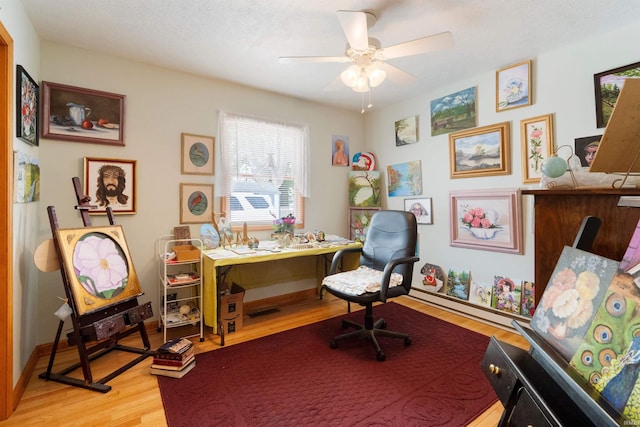 404 S Maple St, Greentown, IN 46936 - home office with light wood-type flooring and ceiling fan
