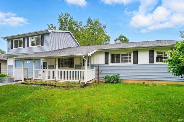 5415 Cranston Ave, Fort Wayne, IN 46835 - view of front of property featuring covered porch, a front yard, driveway, and a shingled roof