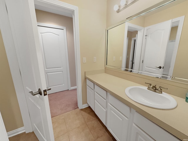 6359 E County Road 1900 N, Dale, IN 47523 - bathroom with vanity, baseboards, and tile patterned floors
