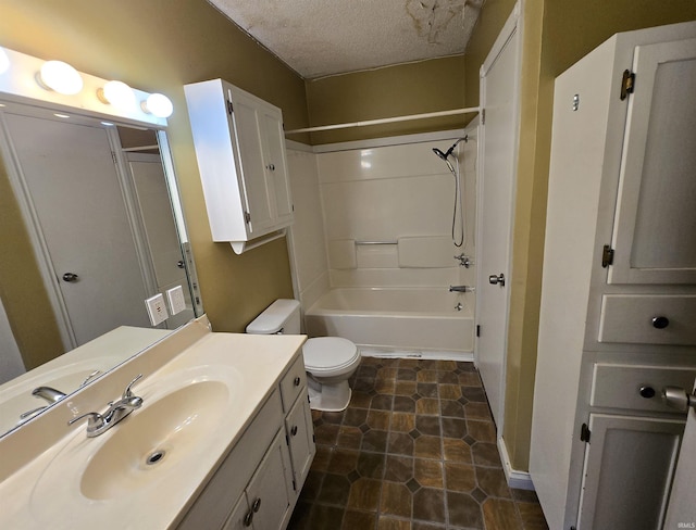 3403 Corbierre Ave, Evansville, IN 47712 - full bath with a textured ceiling, toilet, vanity, and  shower combination