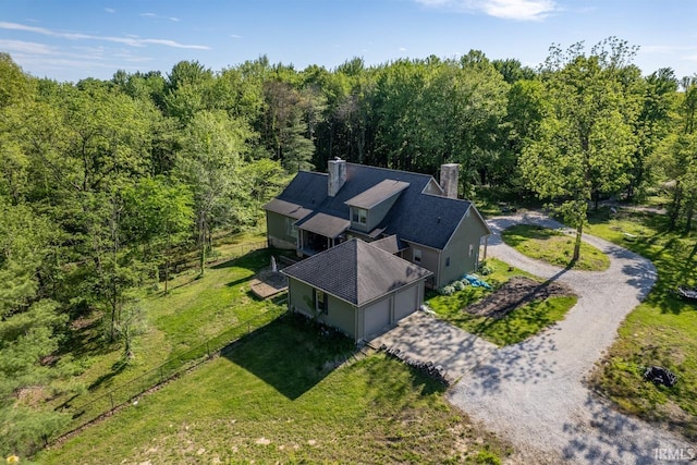 3638 N 1500 W Rd, Linton, IN 47441 - aerial view of property and surrounding area featuring a heavily wooded area