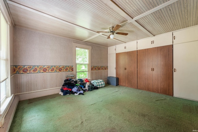 5668 E 500 S, Lynn, IN 47355 - unfurnished bedroom featuring carpet, a ceiling fan, and a wainscoted wall