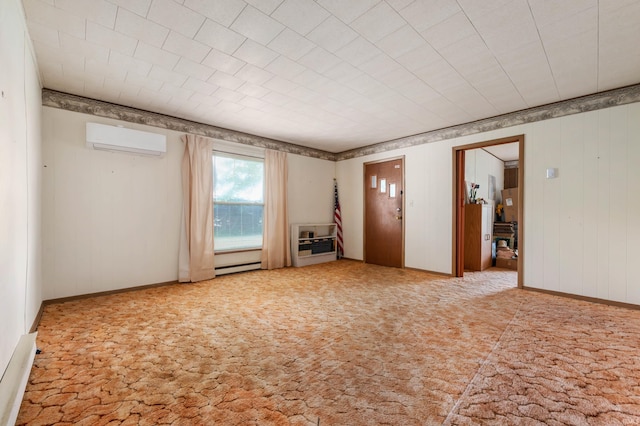 5668 E 500 S, Lynn, IN 47355 - empty room with an AC wall unit, carpet flooring, baseboard heating, and baseboards