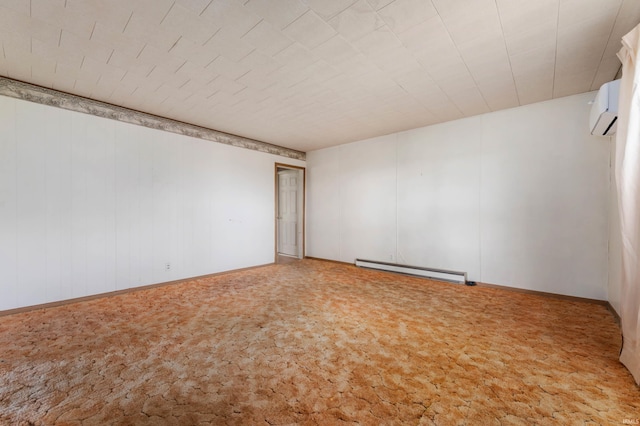 5668 E 500 S, Lynn, IN 47355 - carpeted empty room with a baseboard radiator and a wall mounted air conditioner