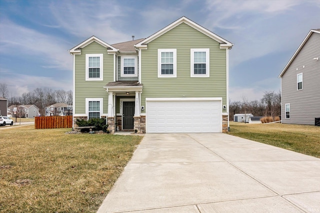 4671 W Hidden Meadow Dr, Bloomington, IN 47404 - view of front of property with an attached garage, concrete driveway, and stone siding