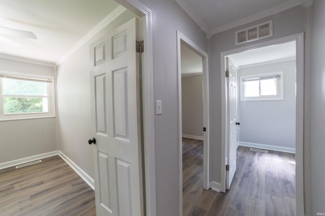 2067 Waggoner Ave, Evansville, IN 47714 - hall with ornamental molding, wood finished floors, and baseboards