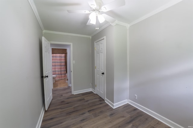 2067 Waggoner Ave, Evansville, IN 47714 - corridor with ornamental molding, dark wood-style flooring, and baseboards