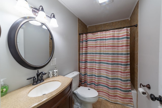 2067 Waggoner Ave, Evansville, IN 47714 - full bathroom featuring toilet, vanity, shower / bathtub combination with curtain, and tile patterned flooring