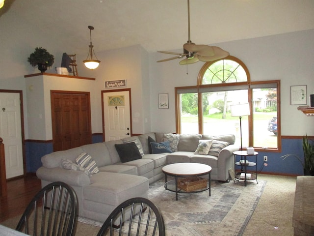 22715 Fair Oaks Ct, Elkhart, IN 46514 - living room with a towering ceiling and ceiling fan