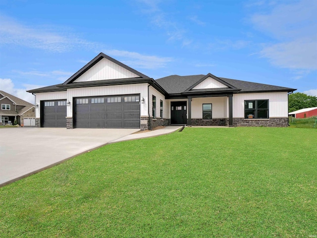 16927 Hillsong Ln, Huntertown, IN 46748 - modern inspired farmhouse featuring a front yard, a garage, and concrete driveway