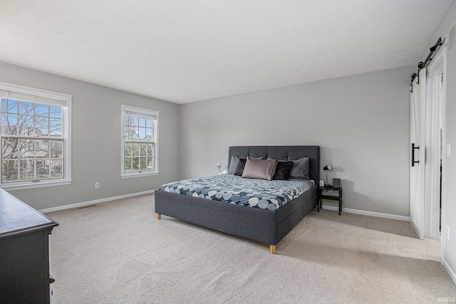 51695 Fox Pointe Ln, Granger, IN 46530 - carpeted bedroom featuring a barn door and baseboards