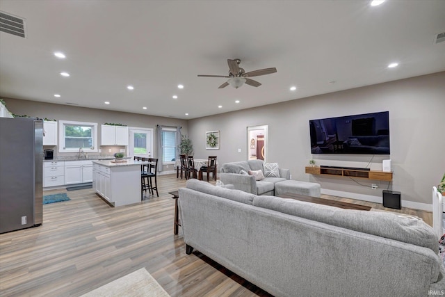 4022 Eagle Dr, Gosport, IN 47433 - living area featuring recessed lighting, a ceiling fan, and light wood-style flooring