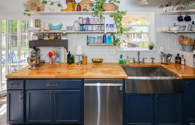 110 Alan Dr, Fremont, IN 46737 - bar with stainless steel dishwasher, a sink, and decorative backsplash