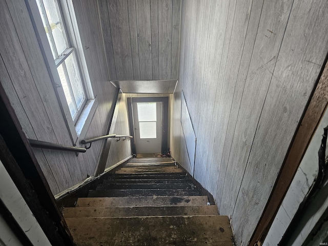 58 E 5th St, Peru, IN 46970 - staircase featuring wooden walls