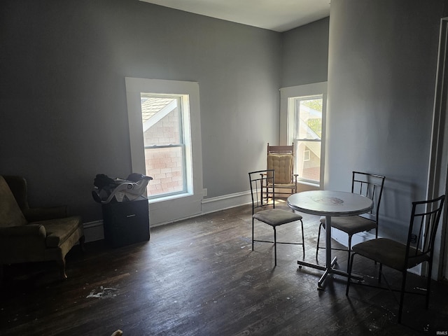 58 E 5th St, Peru, IN 46970 - living area featuring plenty of natural light, dark wood-type flooring, and baseboards