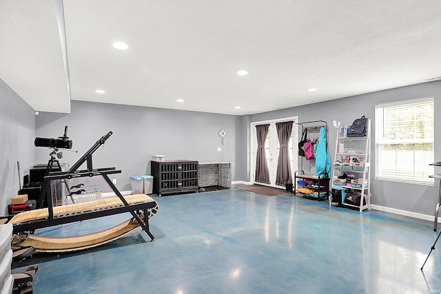 7228 W Mustang Dr, Ellettsville, IN 47429 - workout area with baseboards and recessed lighting